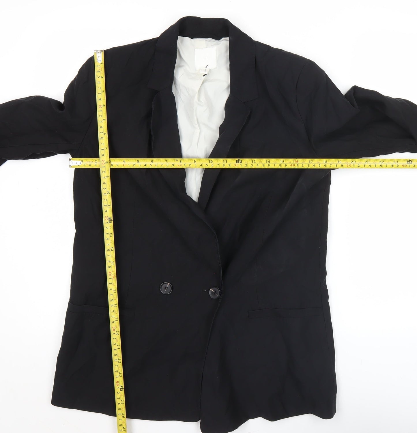 H&M Womens Black Double-Breasted Blazer Jacket Size 8