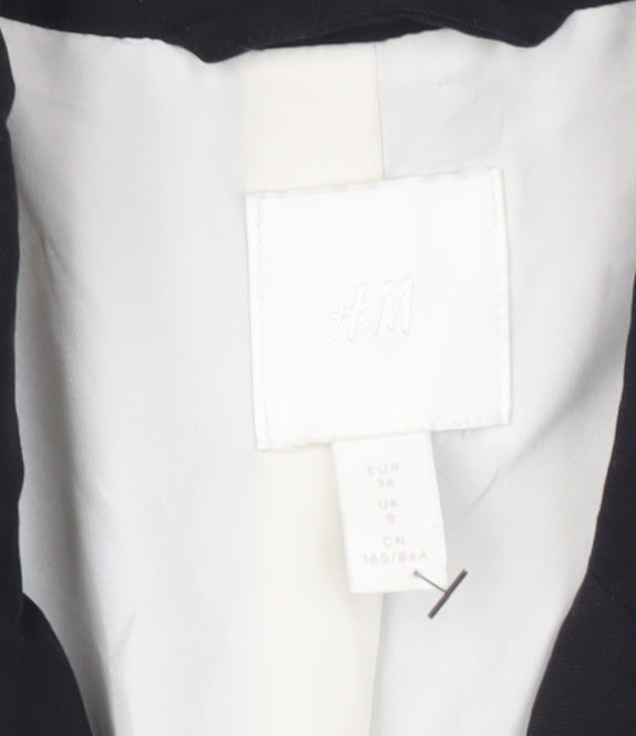 H&M Womens Black Double-Breasted Blazer Jacket Size 8