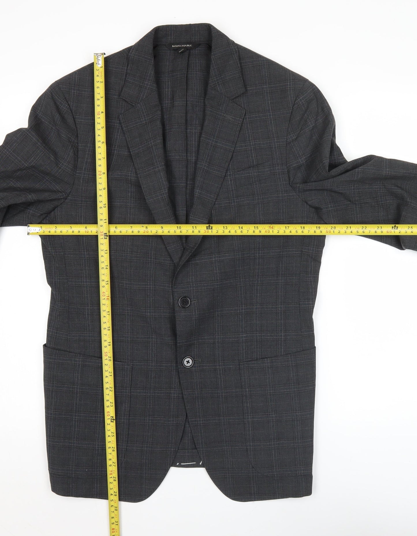 Banana Republic Men’s Grey Check 38R Blazer Jacket Formal