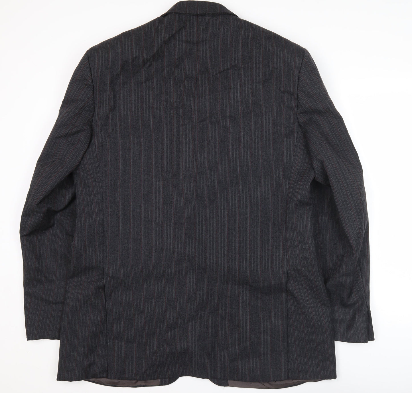 Label Mens Grey Wool Pinstripe Blazer Jacket 41L Classic Fit