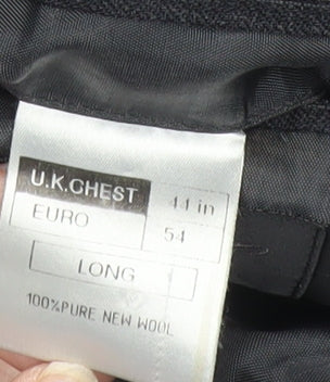 Label Mens Grey Wool Pinstripe Blazer Jacket 41L Classic Fit