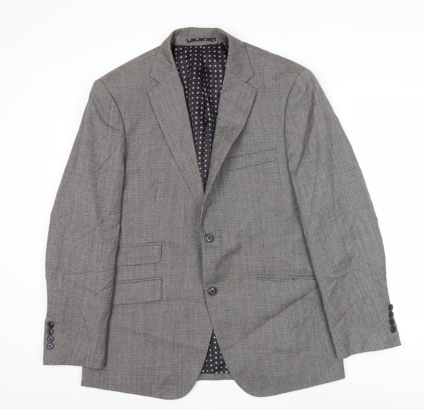 Skopes Men's Grey Check Wool Blazer 40R Slim Fit Jacket