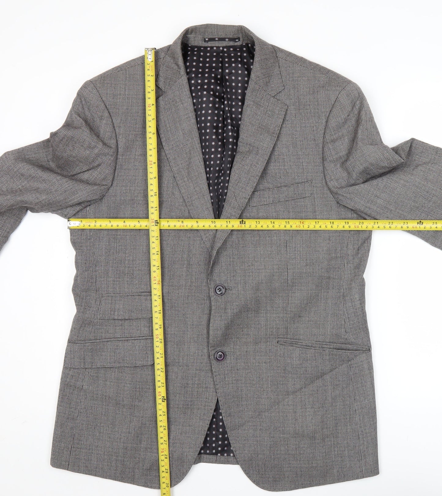 Skopes Men's Grey Check Wool Blazer 40R Slim Fit Jacket