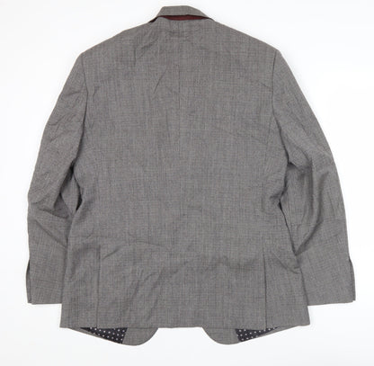 Skopes Men's Grey Check Wool Blazer 40R Slim Fit Jacket