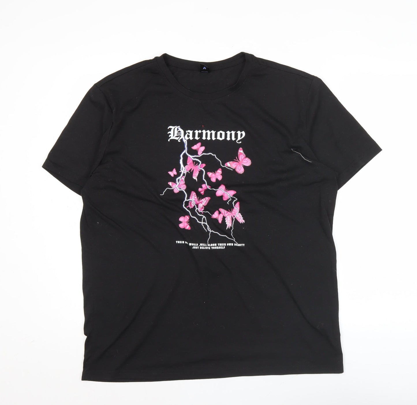 Womens UK Size 22 ROMWE Black Basic T-Shirt