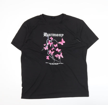 Womens UK Size 22 ROMWE Black Basic T-Shirt