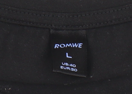 Womens UK Size 22 ROMWE Black Basic T-Shirt