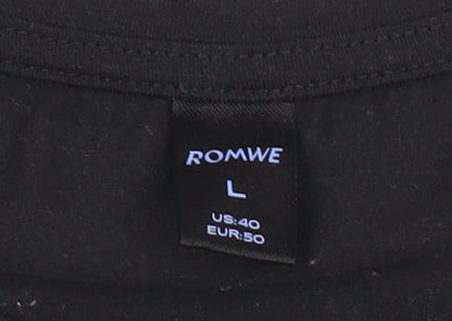 Womens UK Size 22 ROMWE Black Basic T-Shirt