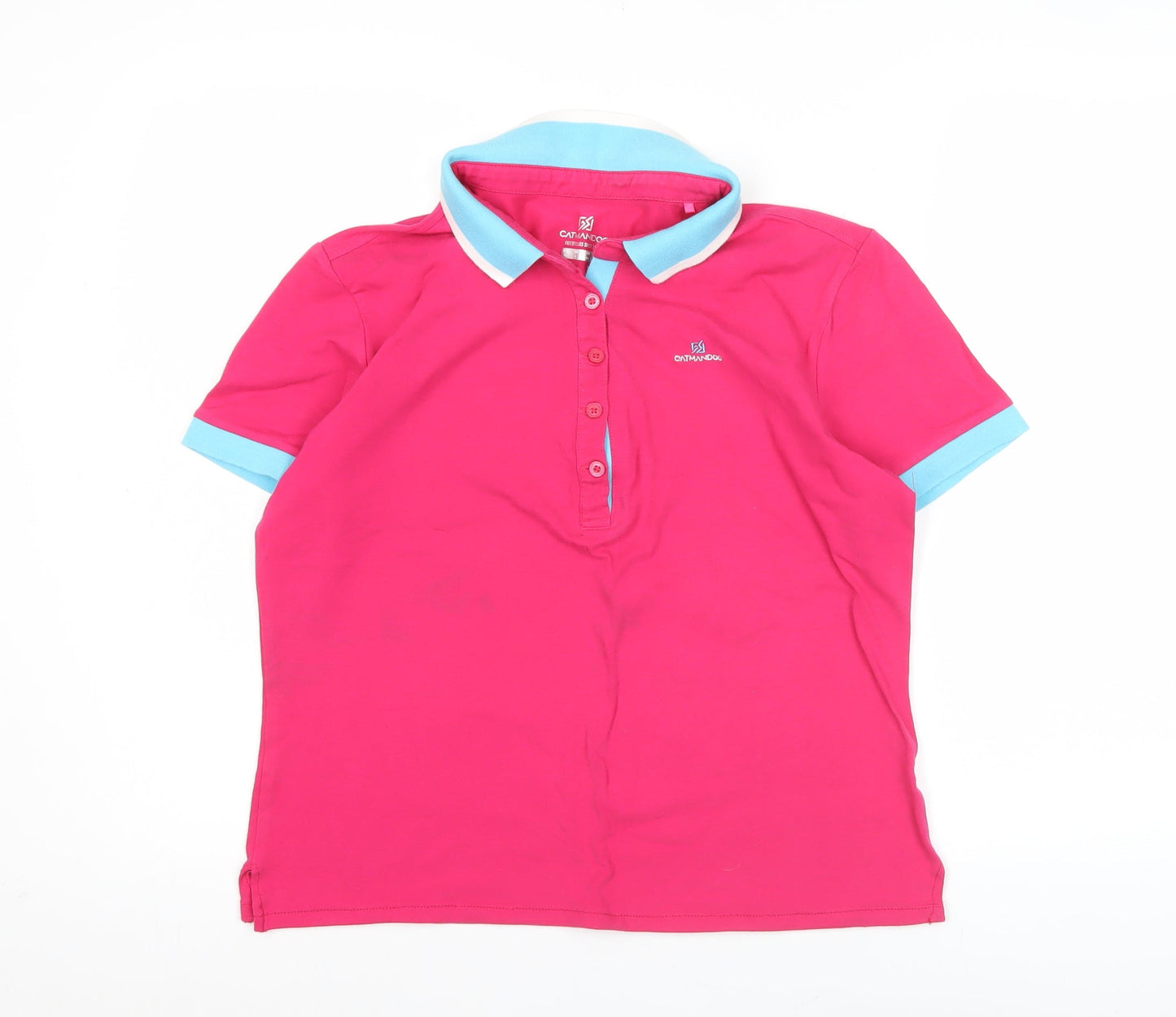Catmandoo Womens Pink Polo Shirt M Short Sleeve Cotton Blend