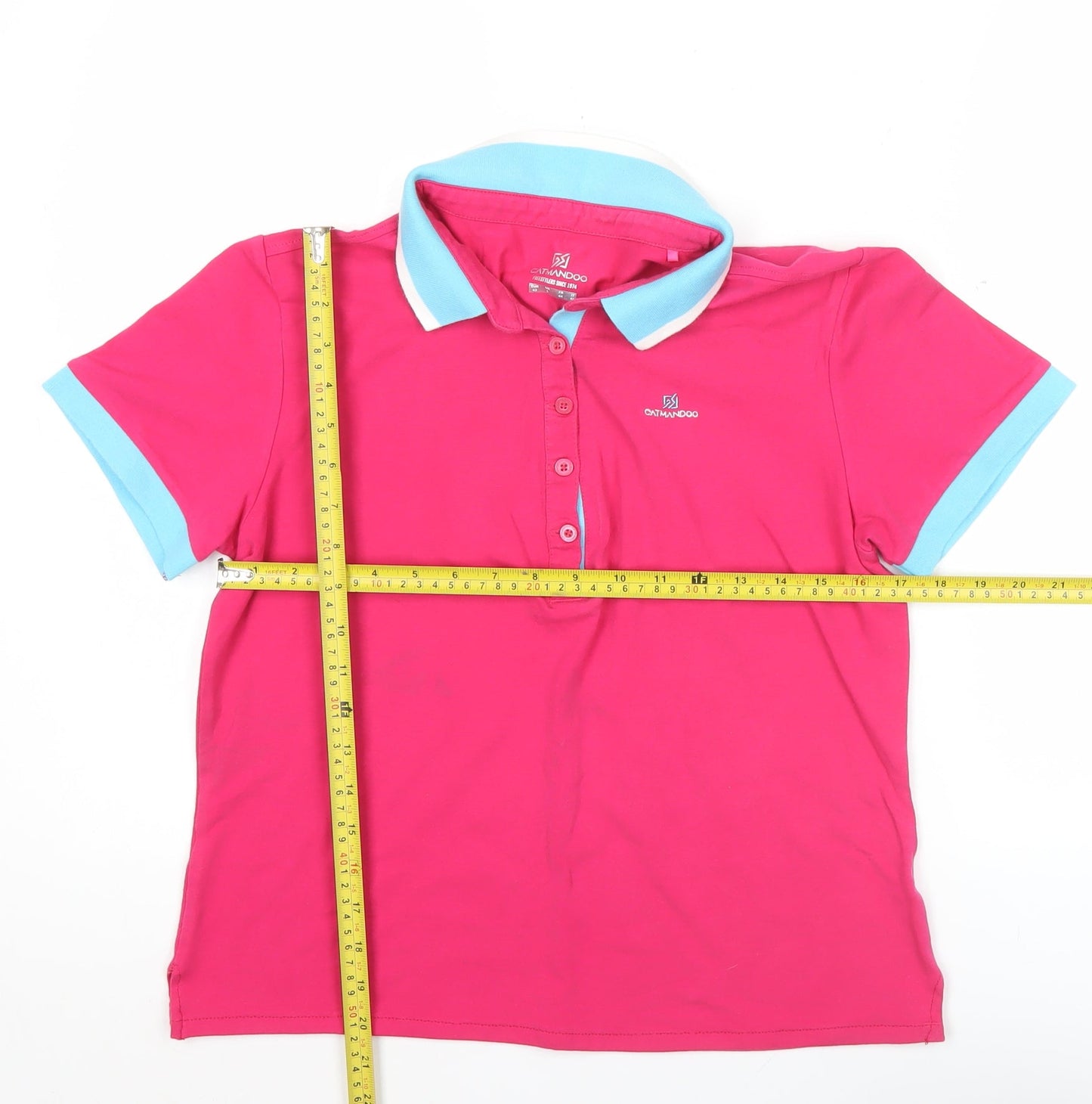 Catmandoo Womens Pink Polo Shirt M Short Sleeve Cotton Blend