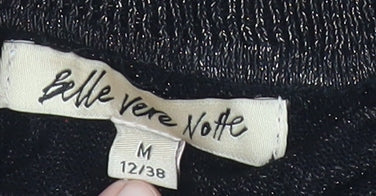 Belle Vere Notte Womens Black Metallic Lace Neck Blouse Size 12
