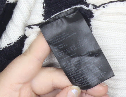 H&M Divided Women’s Black White Striped Mock Neck Jumper Size 8