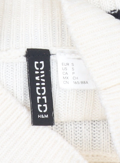 H&M Divided Women’s Black White Striped Mock Neck Jumper Size 8