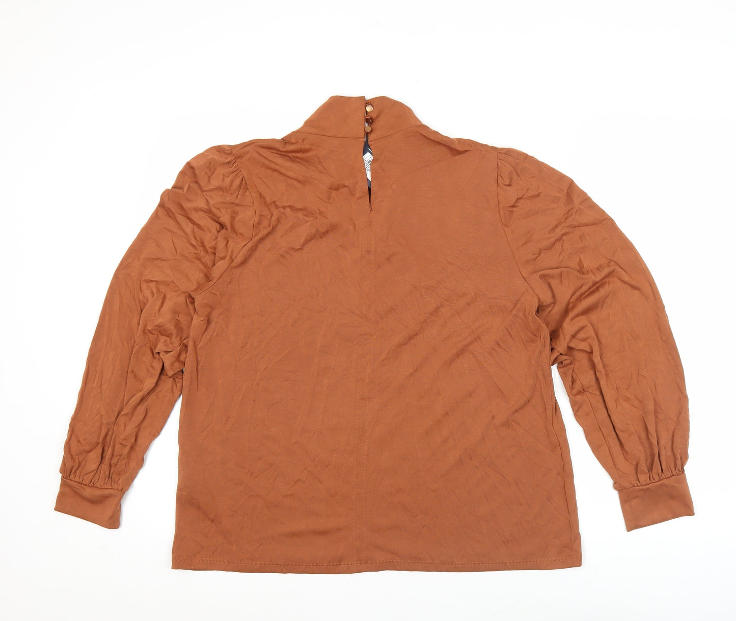 Marks and Spencer Women Brown Blouse Size 16 High Neck Long Sleeve