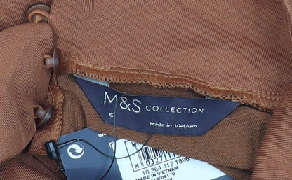 Marks and Spencer Women Brown Blouse Size 16 High Neck Long Sleeve
