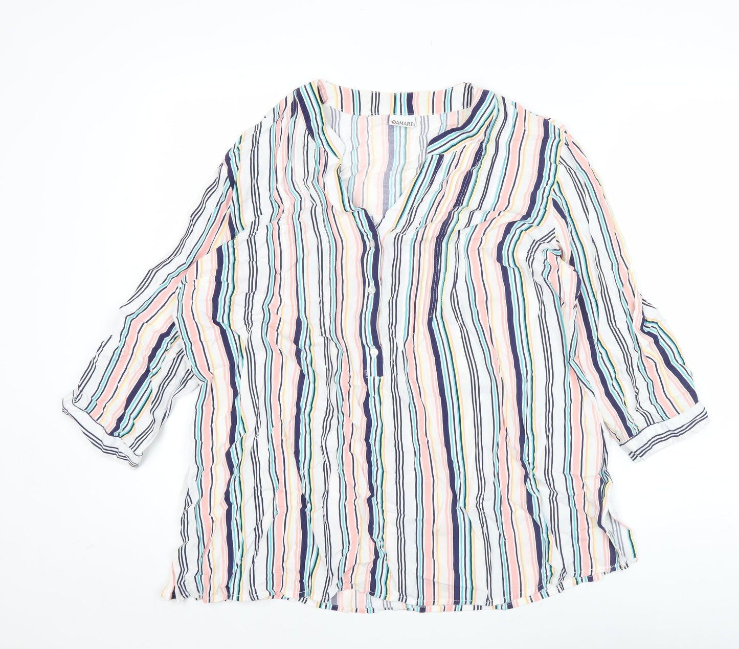 Damart Women’s Multicoloured Striped Viscose Tunic Blouse Size 20