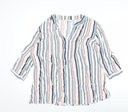 Damart Women’s Multicoloured Striped Viscose Tunic Blouse Size 20