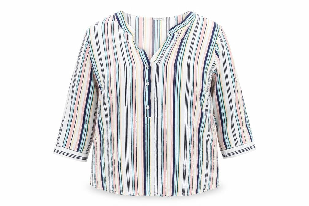 Damart Women’s Multicoloured Striped Viscose Tunic Blouse Size 20