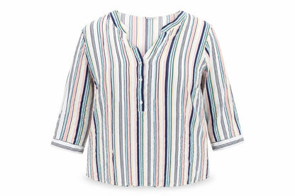 Damart Women’s Multicoloured Striped Viscose Tunic Blouse Size 20