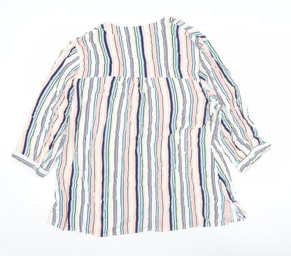 Damart Women’s Multicoloured Striped Viscose Tunic Blouse Size 20