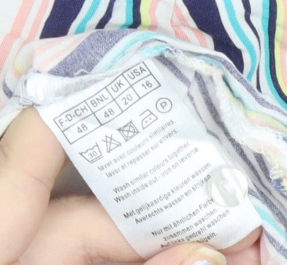 Damart Women’s Multicoloured Striped Viscose Tunic Blouse Size 20