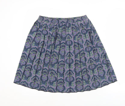 Leslie Fay Women’s Blue Paisley Pleated Knee Length Skirt Size 10