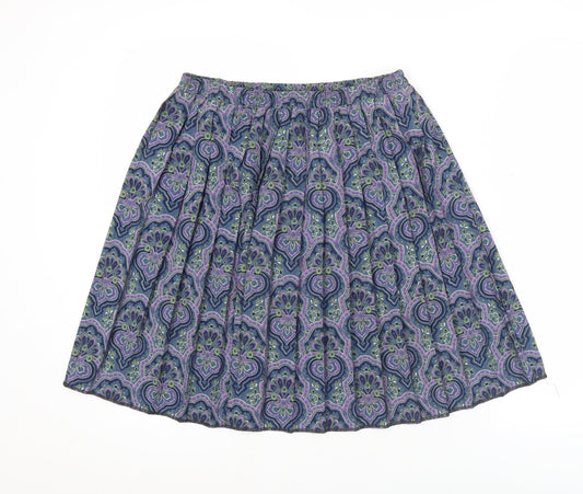 Leslie Fay Women’s Blue Paisley Pleated Knee Length Skirt Size 10