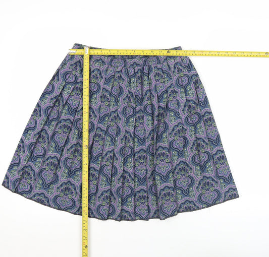 Leslie Fay Women’s Blue Paisley Pleated Knee Length Skirt Size 10