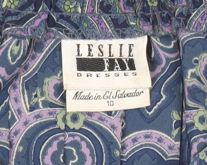Leslie Fay Women’s Blue Paisley Pleated Knee Length Skirt Size 10