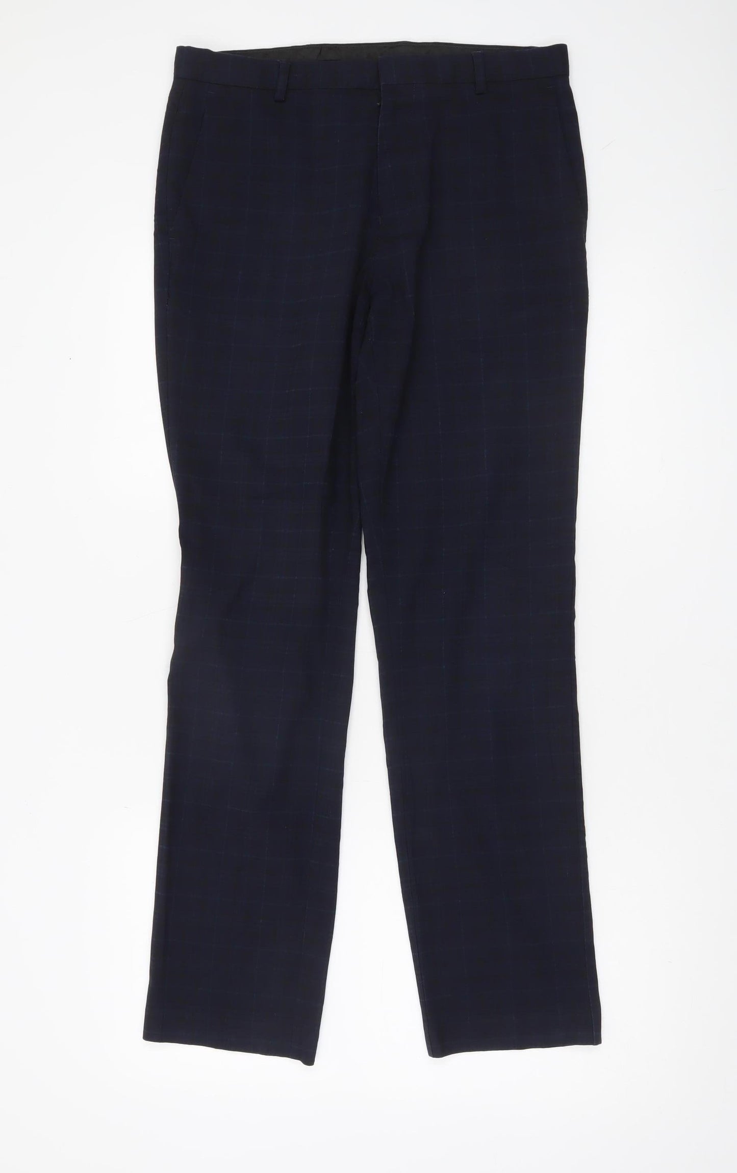 Mens UK Size 30R Burton Menswear London Regular Fit Dress Pants Blue Trousers