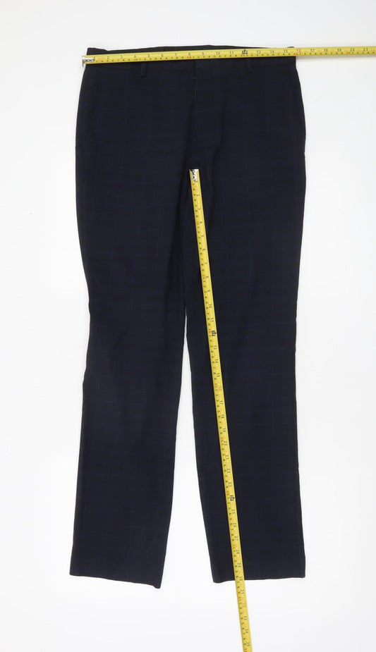 Mens UK Size 30R Burton Menswear London Regular Fit Dress Pants Blue Trousers