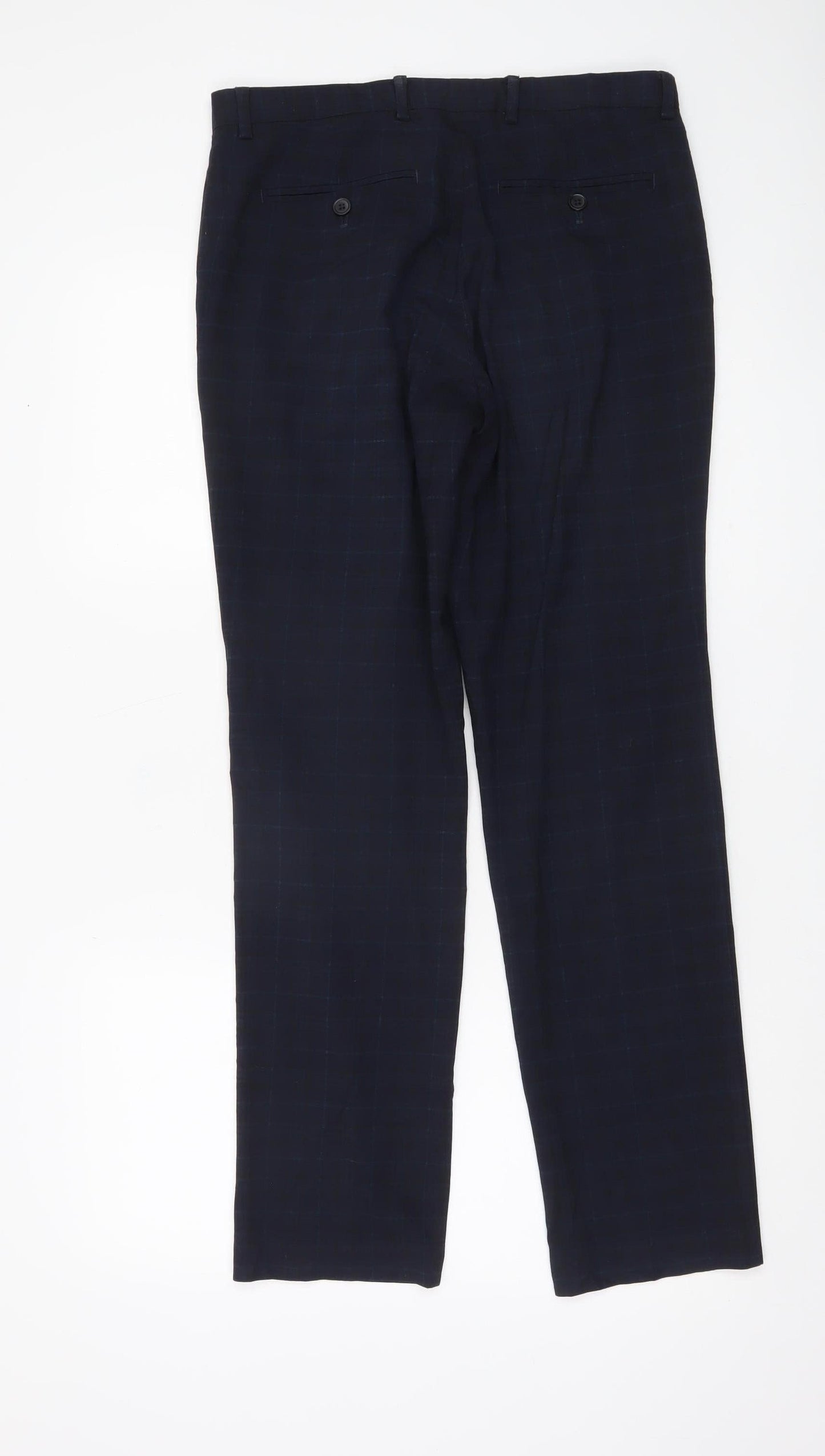 Mens UK Size 30R Burton Menswear London Regular Fit Dress Pants Blue Trousers