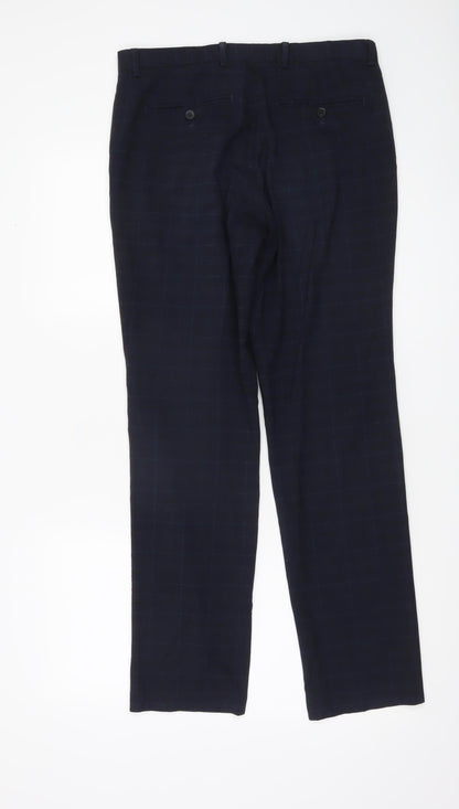 Mens UK Size 30R Burton Menswear London Regular Fit Dress Pants Blue Trousers