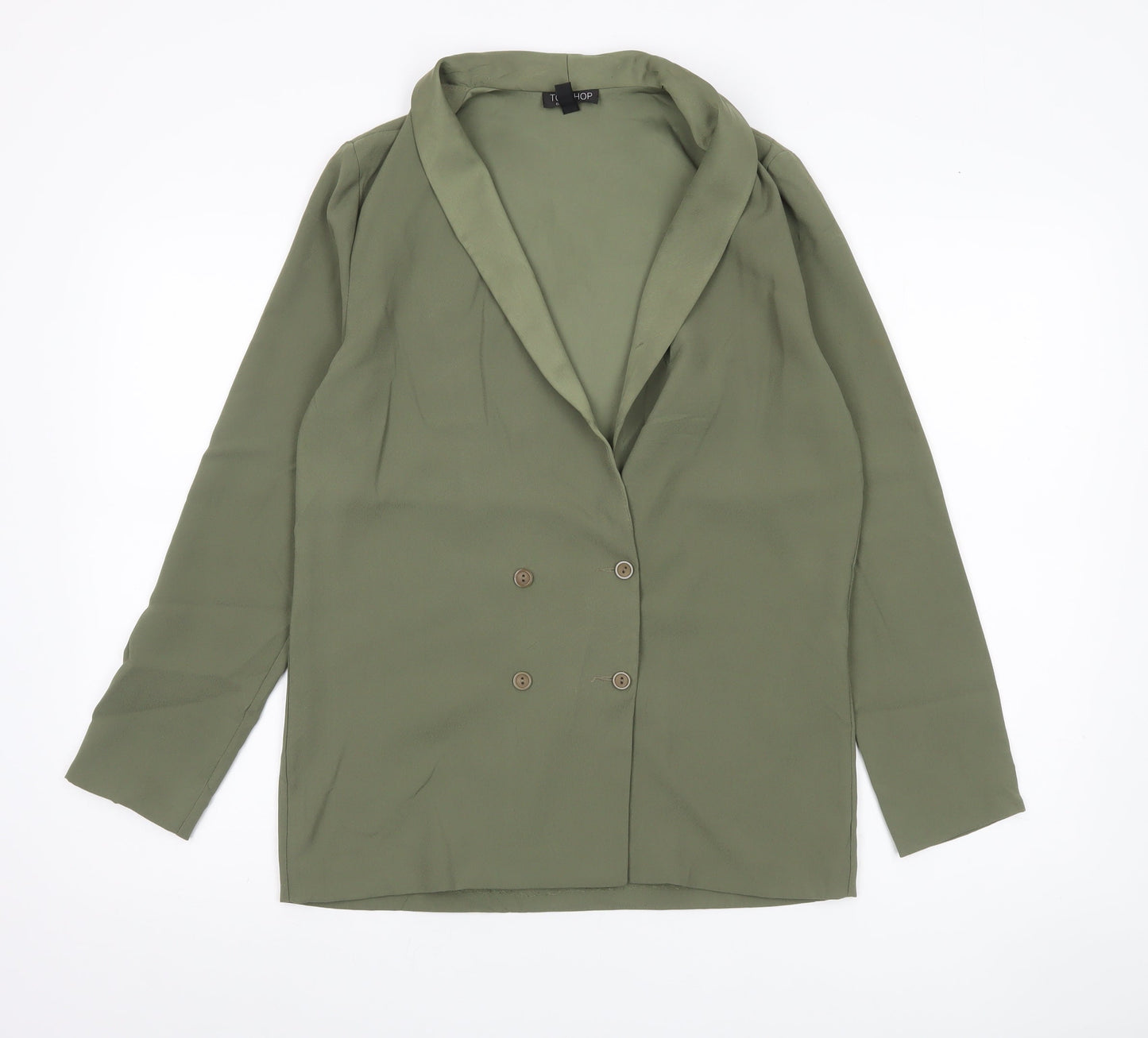 Topshop Women’s Green UK 10 Shawl Collar Double-Breasted Blazer