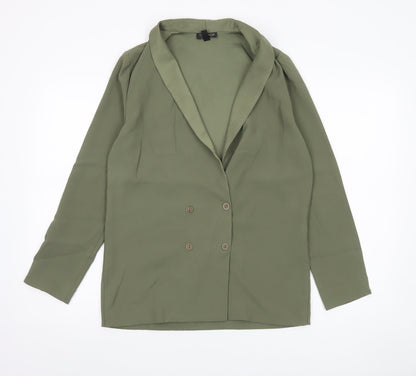 Topshop Women’s Green UK 10 Shawl Collar Double-Breasted Blazer
