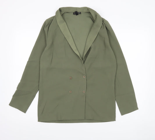 Topshop Women’s Green UK 10 Shawl Collar Double-Breasted Blazer