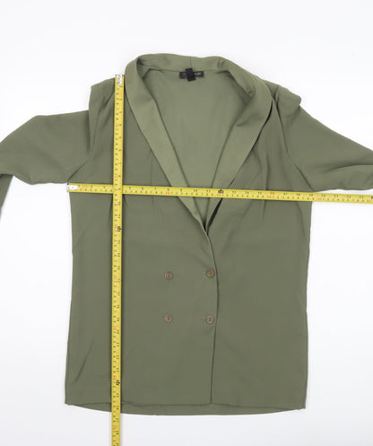Topshop Women’s Green UK 10 Shawl Collar Double-Breasted Blazer