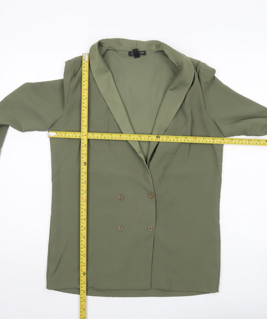 Topshop Women’s Green UK 10 Shawl Collar Double-Breasted Blazer