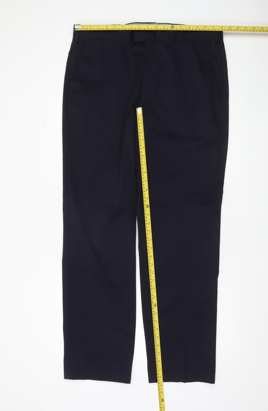 Marks and Spencer Men's Blue 38x33 Regular Fit Dress Pants