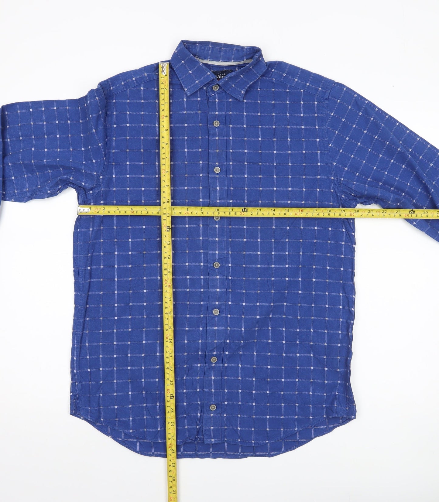 Charles Tyrwhitt Men’s Blue Check Classic Fit Cotton Shirt S