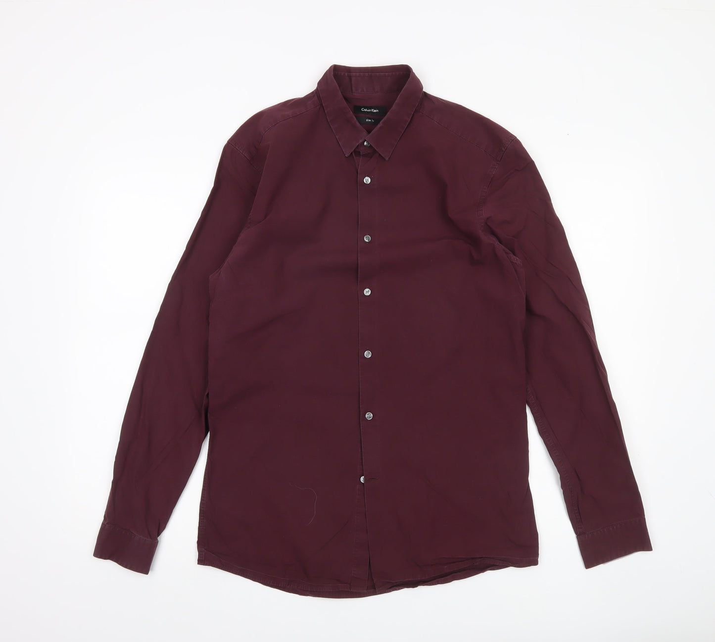 Calvin Klein Men’s Red Slim Fit Long Sleeve Button-Up Shirt Size 39