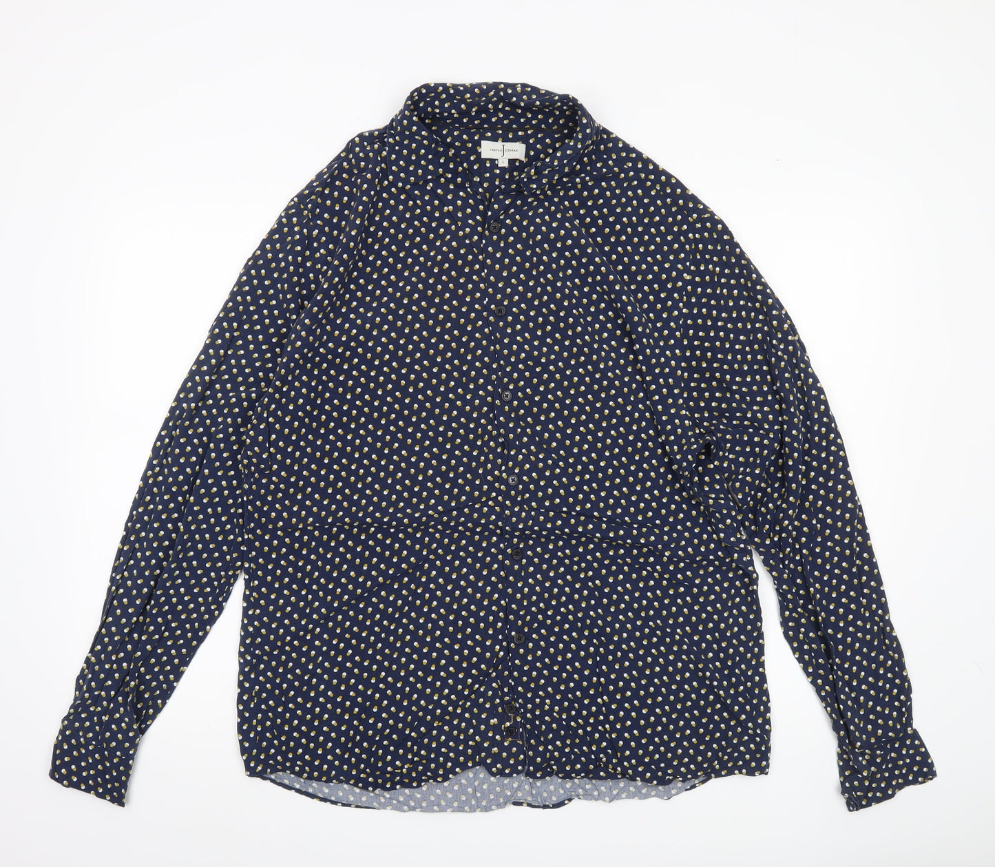 Jasper Conran Men's Blue Polka Dot Long Sleeve Button-Up Shirt L