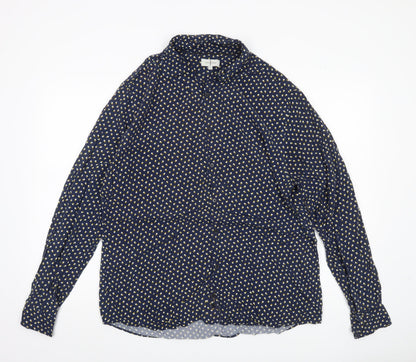 Jasper Conran Men's Blue Polka Dot Long Sleeve Button-Up Shirt L