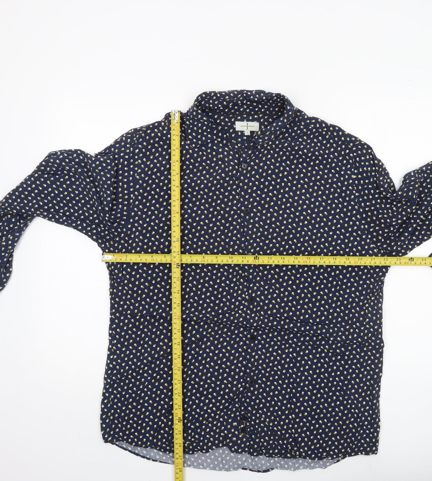 Jasper Conran Men's Blue Polka Dot Long Sleeve Button-Up Shirt L