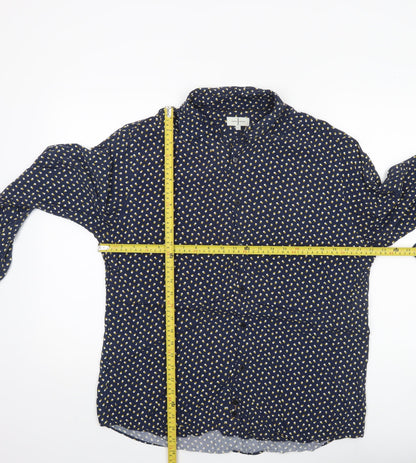 Jasper Conran Men's Blue Polka Dot Long Sleeve Button-Up Shirt L