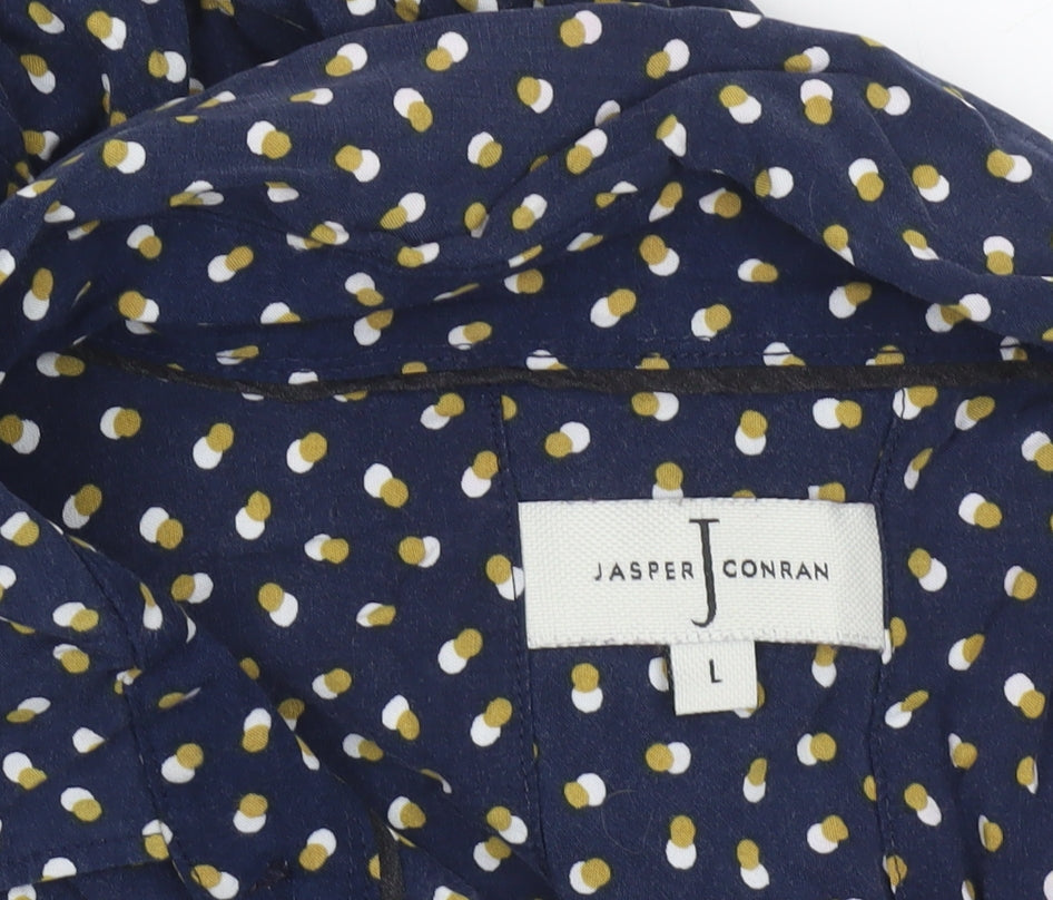 Jasper Conran Men's Blue Polka Dot Long Sleeve Button-Up Shirt L