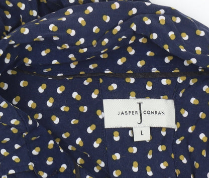 Jasper Conran Men's Blue Polka Dot Long Sleeve Button-Up Shirt L