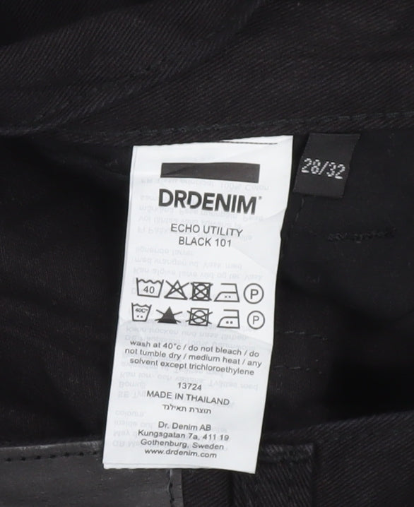 Dr Denim Men’s Black Cargo Trousers 28W 32L Cotton Utility