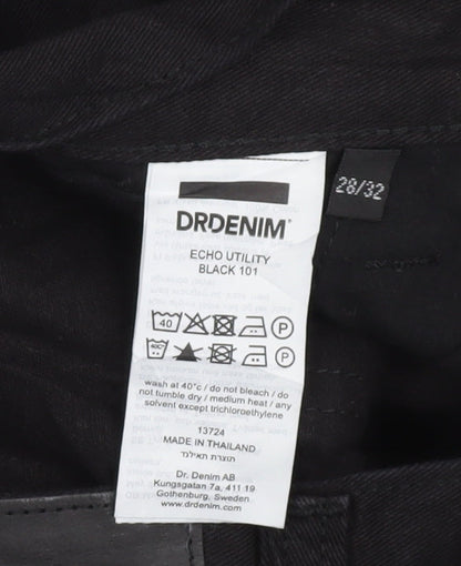 Dr Denim Men’s Black Cargo Trousers 28W 32L Cotton Utility