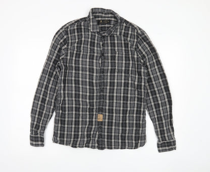 Label Lab Men’s Black Plaid Cotton Long Sleeve Button-Up Shirt M
